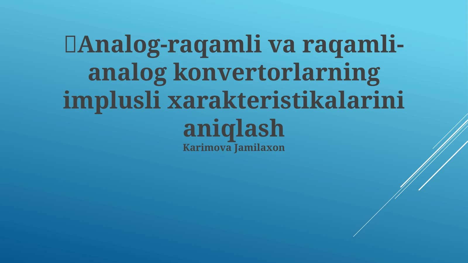 Analog-raqamli va raqamli-analog konvertorlarning impuls xususiyatlari 1