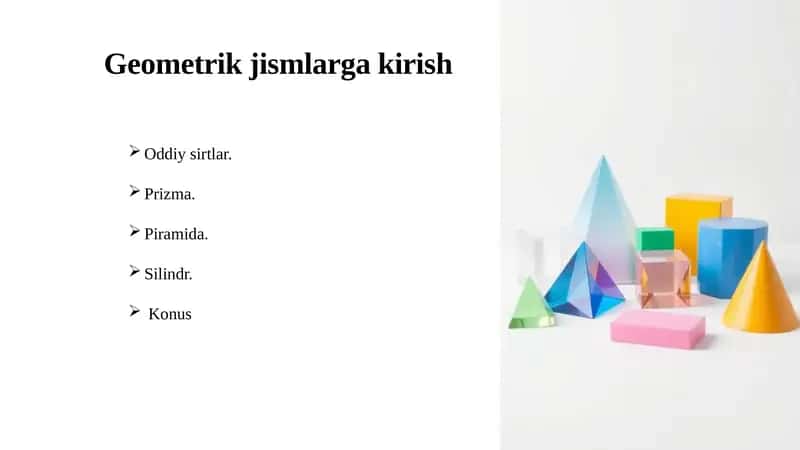 Geometrik jismlarga kirish 1