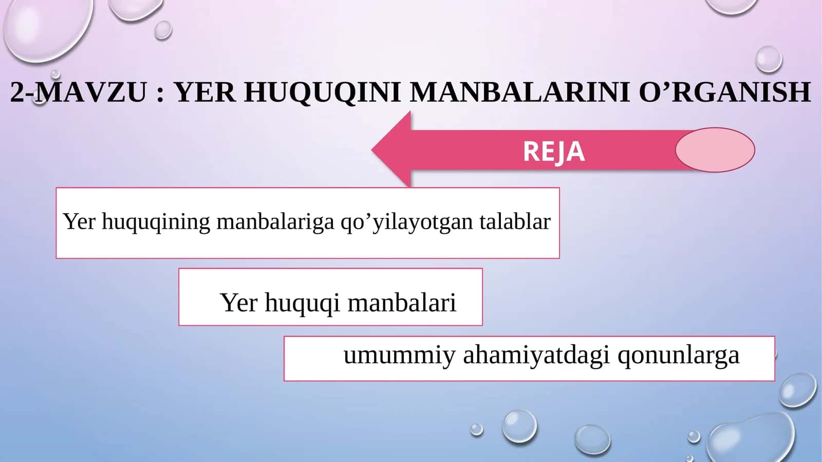 2-mavzu:Yer huquqiNiMANBALARINIO’RGANISH 1