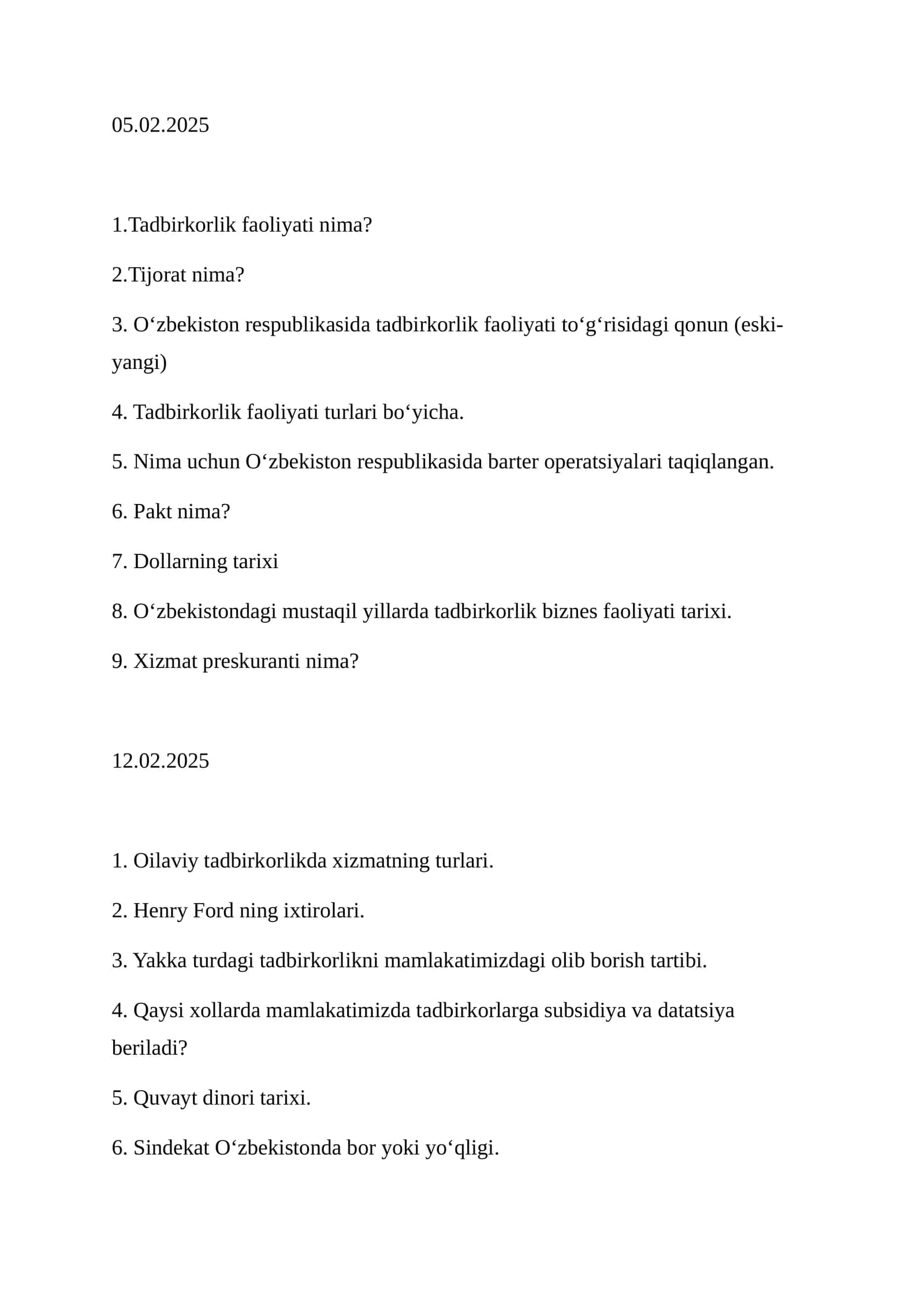 Oilaviy tadbirkorlikda xizmatning turlari 1