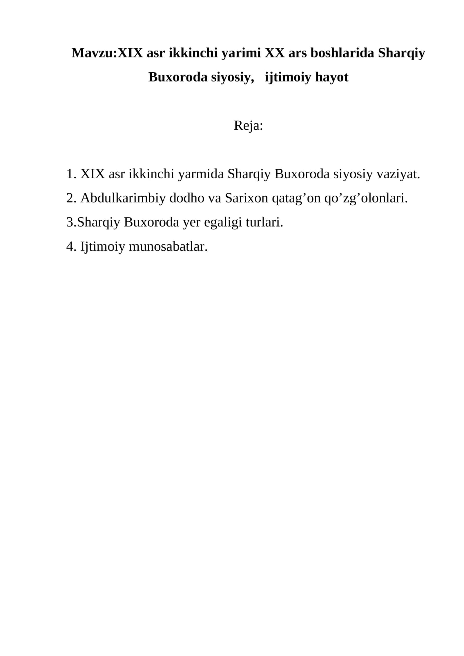 XIX asr ikkinchi yarmida Sharqiy Buxoroda siyosiy vaziyat 1