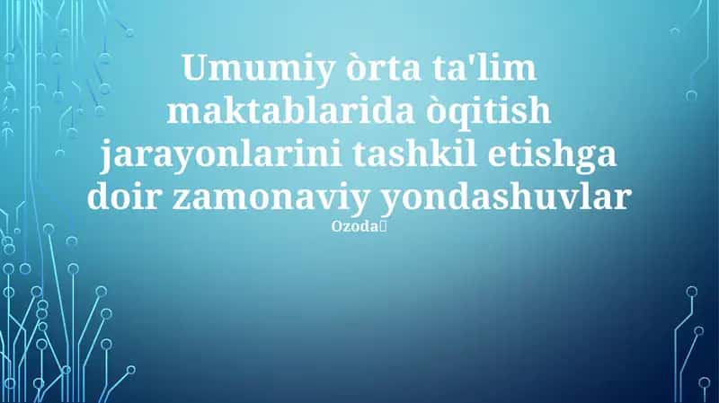 Shaxsiylashtirilgan o'quv yo'llari 1