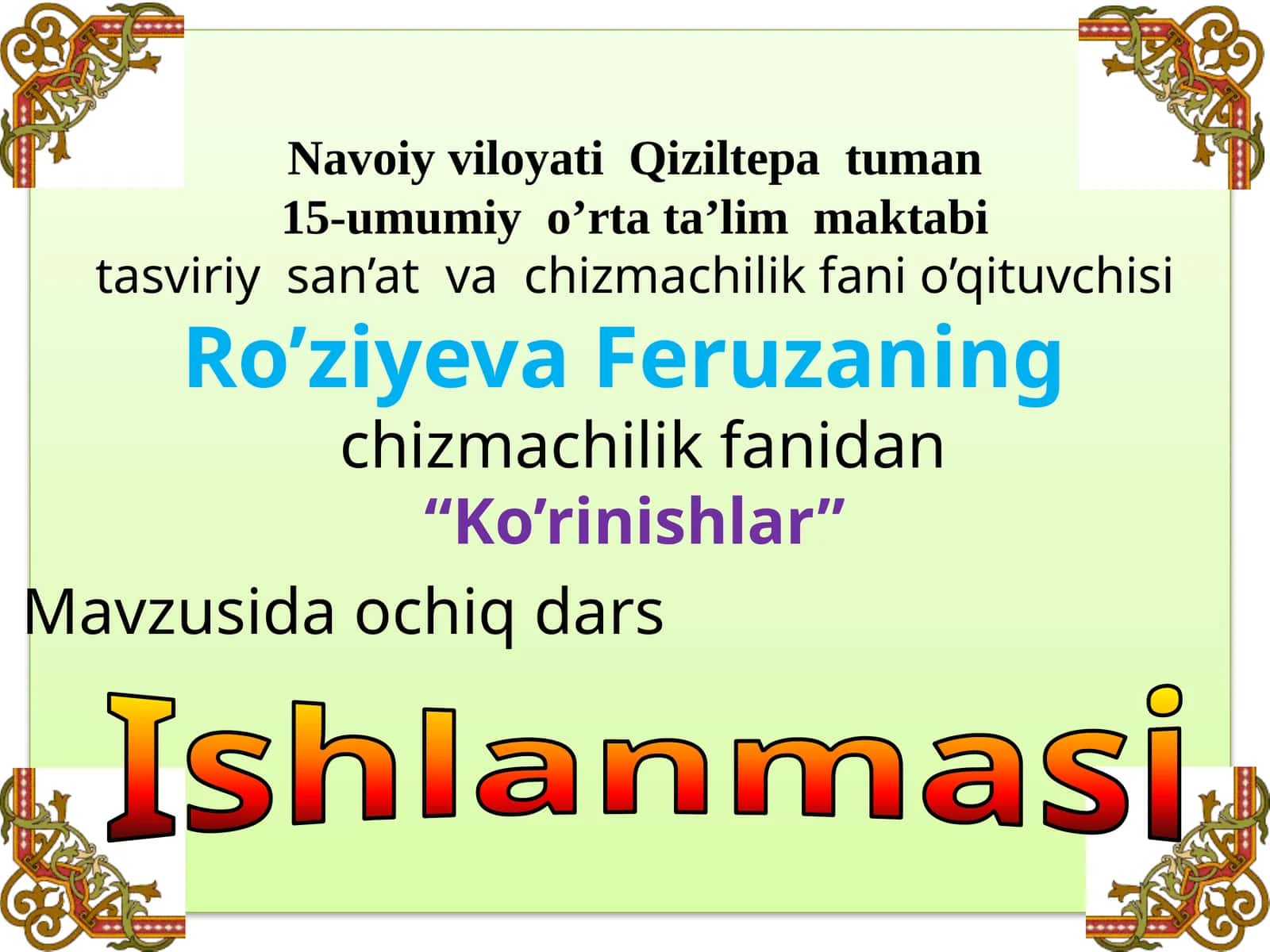 "Ko’rinishlar" 1