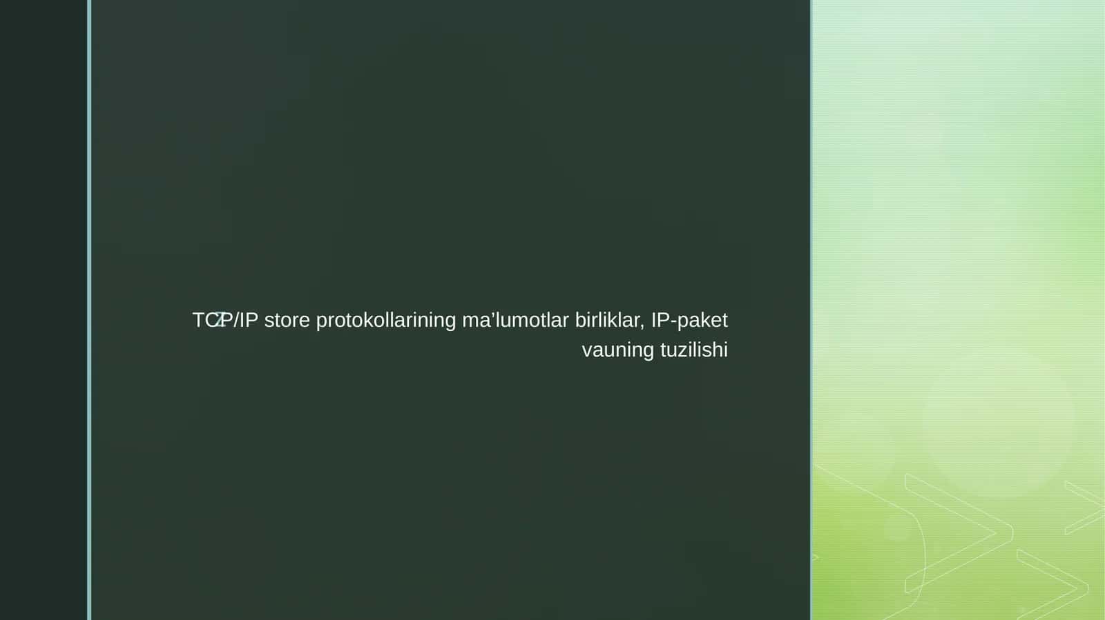 TCP/IP store protokollarining ma’lumotlar birliklar, IP-paket vauning tuzilishi 1