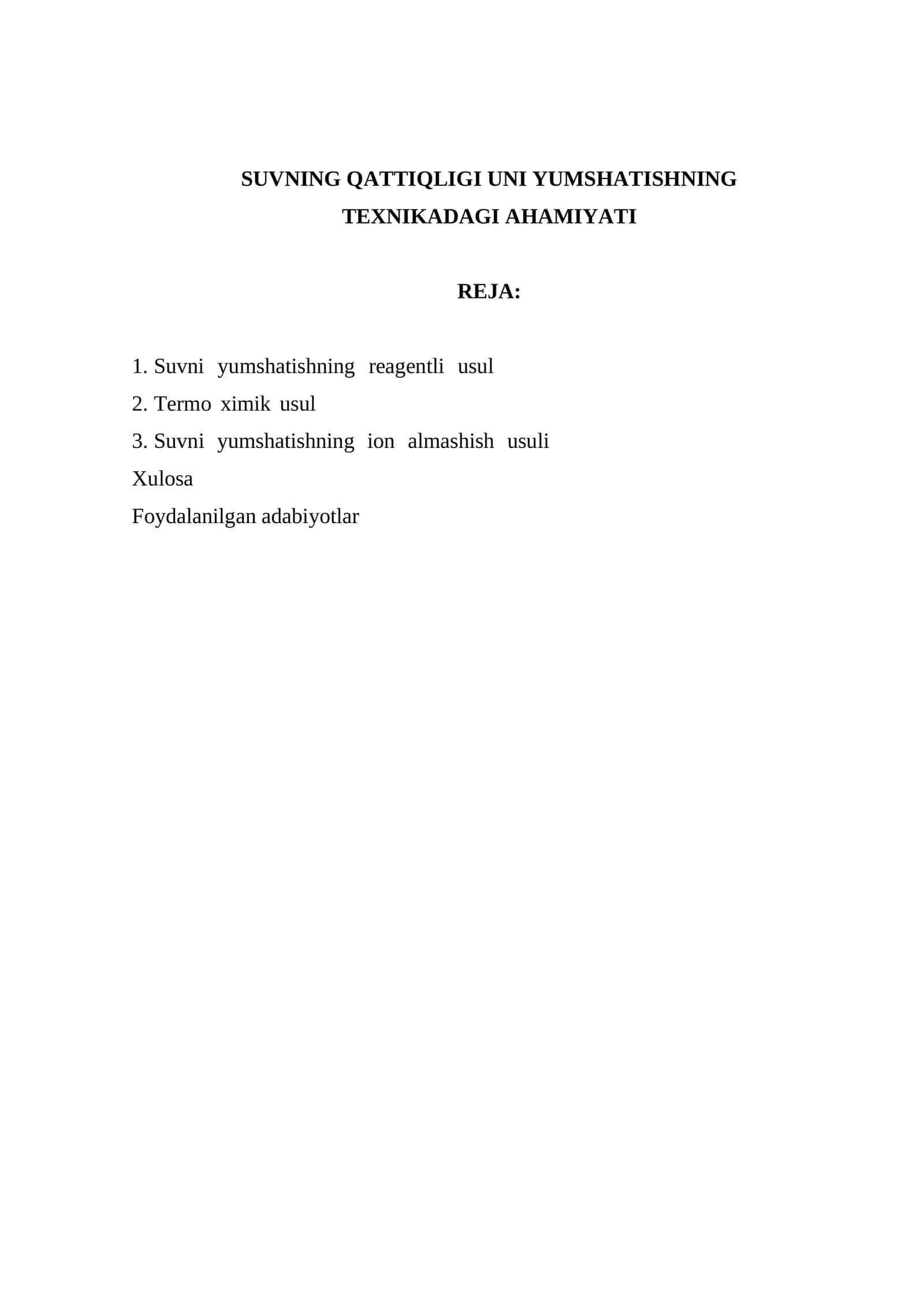 Suvning Qattiqligi Uni Yumshatishning Texnikadagi Ahamiyati 1
