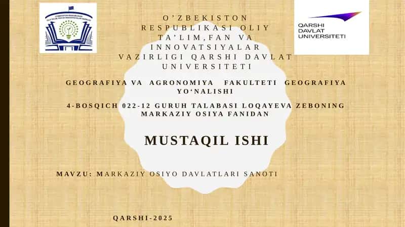 Markaziy osiyo davlatlarining sanoati 1