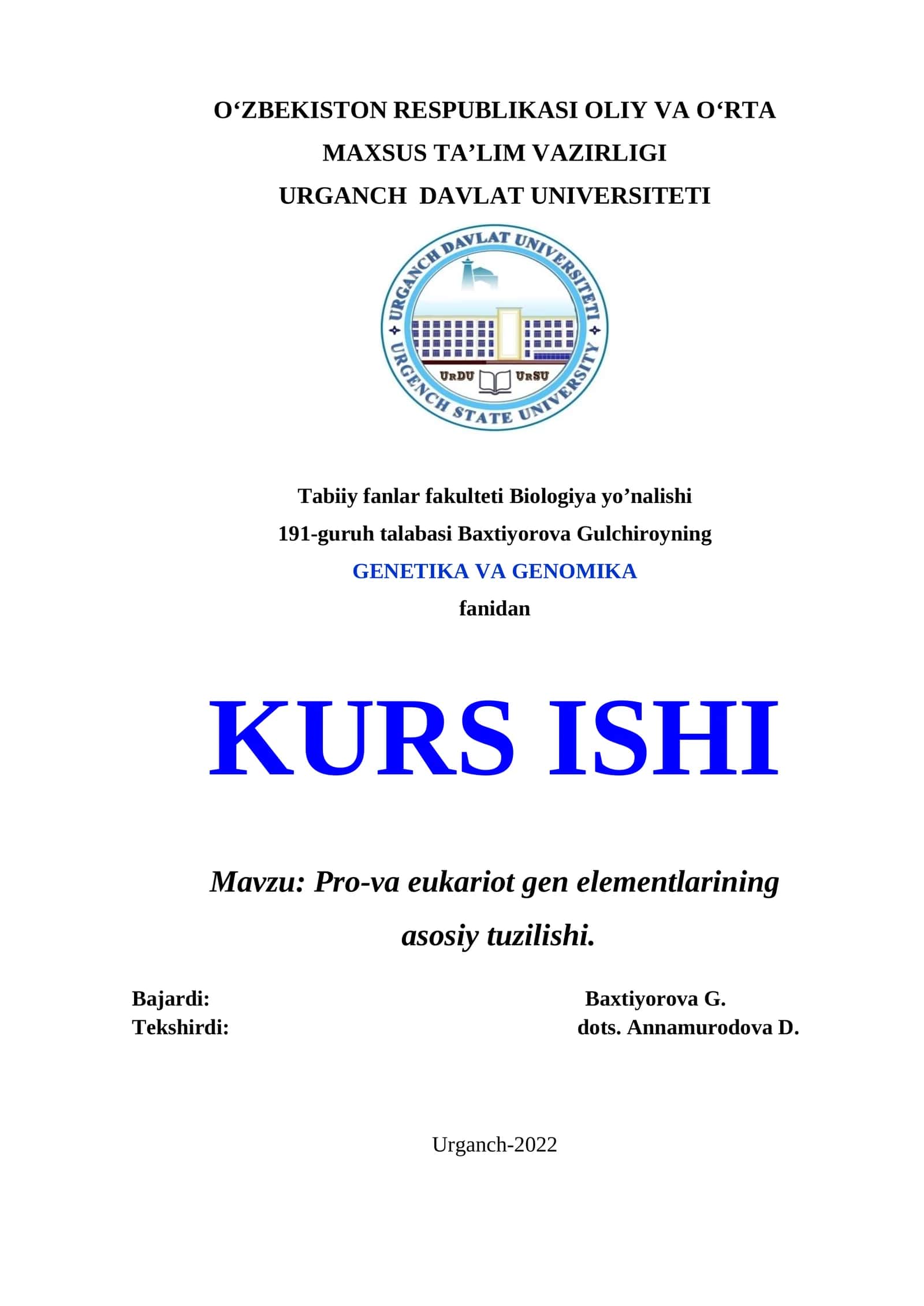 GENETIKA VA GENOMIKA KURS ISHI 1