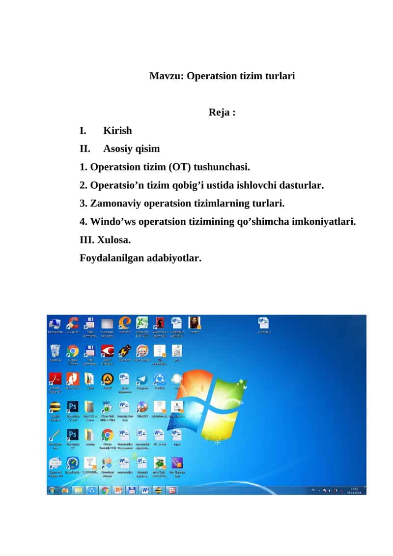 Operatsion tizim turlari 1
