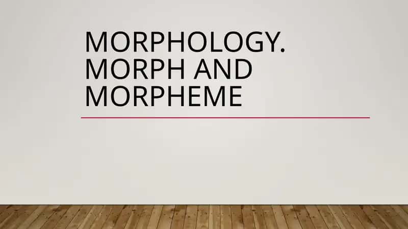 MORPHOLOGY. MORPH AND MORPHEME 1