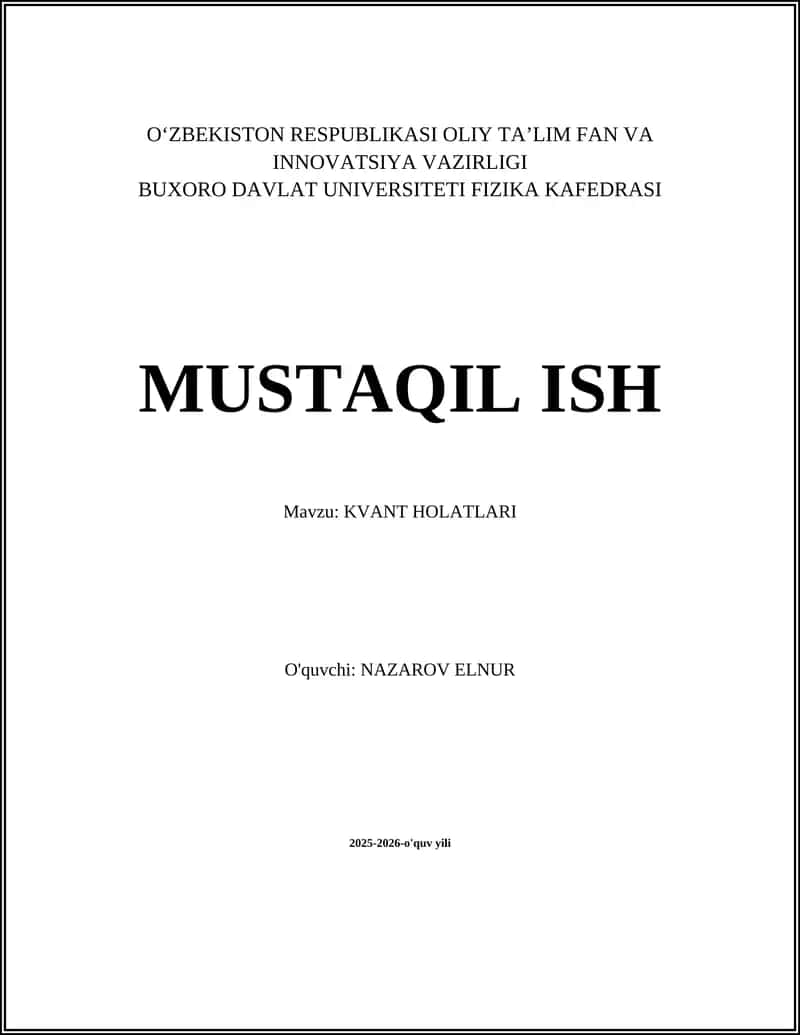 KVANT HOLATLARI 1