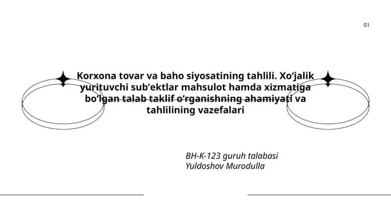 Korxona tovar va baho siyosatining tahlili 1