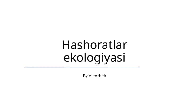 Hashoratlar ekologiyasi 1