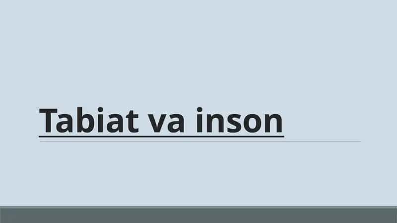Tabiat va inson 1