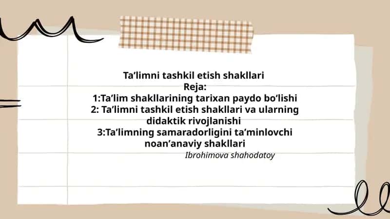 Taʼlimni tashkil etish shakllari 1