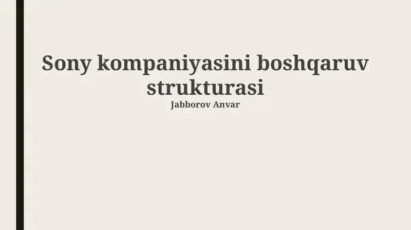 Sony kompaniyasini boshqaruv strukturasi 1