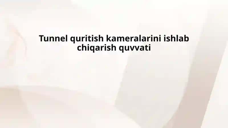 Tunnel quritish kameralarini ishlabchi qarish quvvati