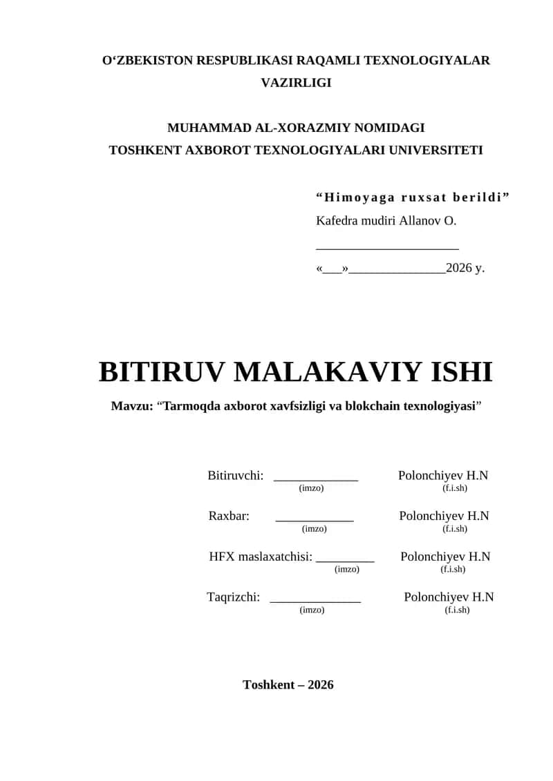 Tarmoqda axborot xavfsizligi va blokchain texnologiyasi 1