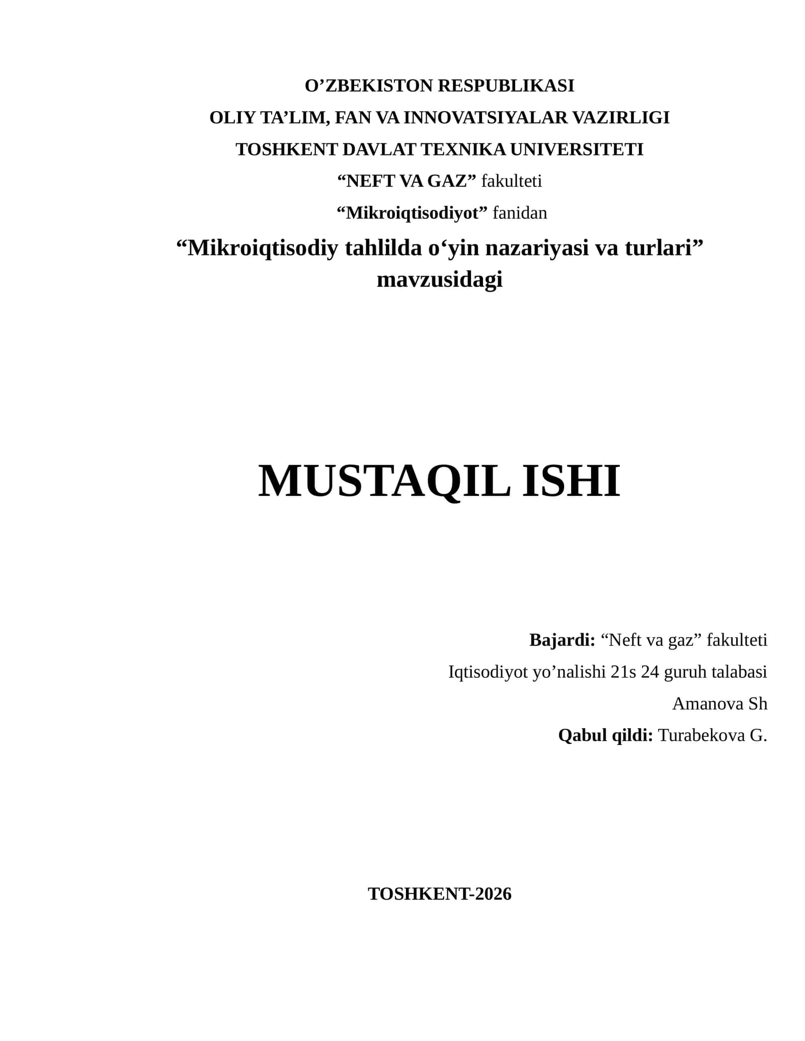 Mikroiqtisodiy tahlilda o‘yin nazariyasi va turlari 1