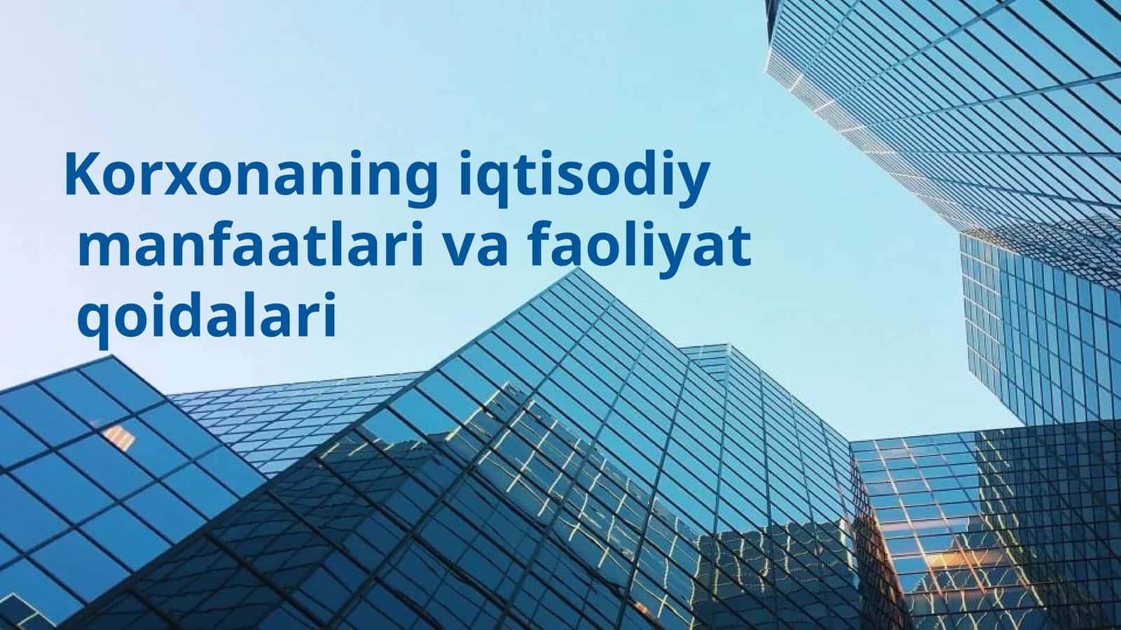 Korxonaning iqtisodiy manfaatlari va faoliyat qoidalari 1