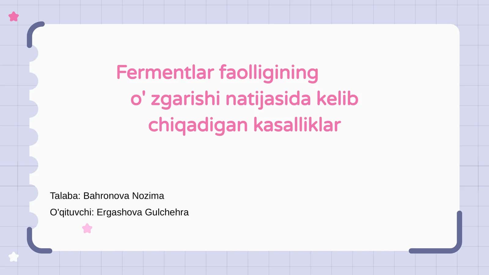 Fermentlar faolligining o' zgarishi natijasida kelib chiqadigan kasalliklar 1