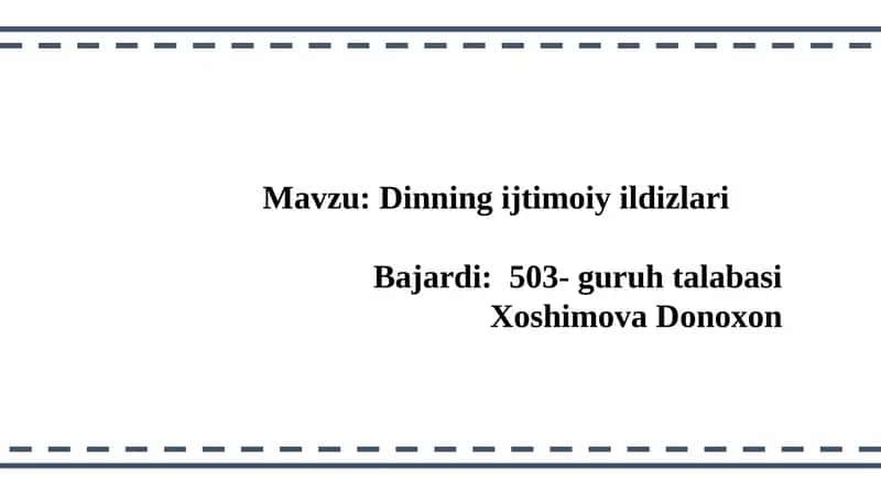 Dinning ijtimoiy ildizlari 1