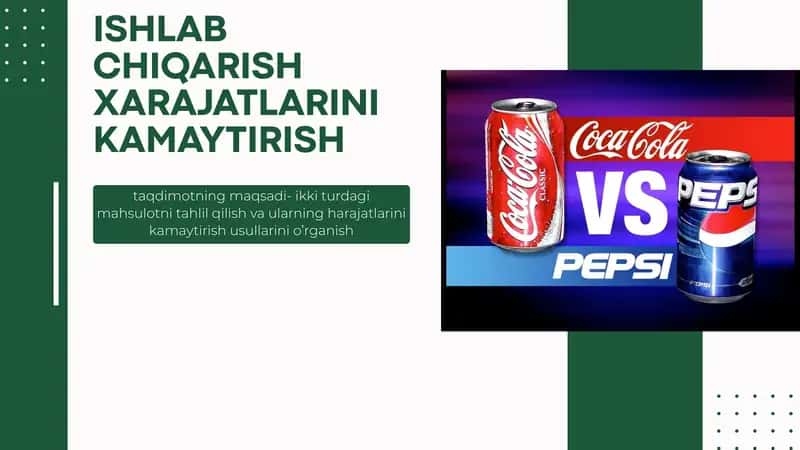 ISHLAB CHIQARISH XARAJATLARINI KAMAYTIRISH 1