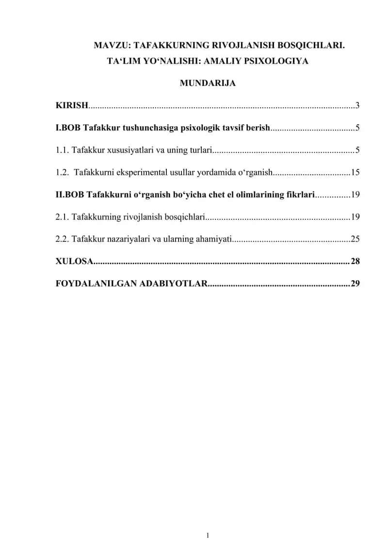TAFAKKURNING RIVOJLANISH BOSQICHLARI 1