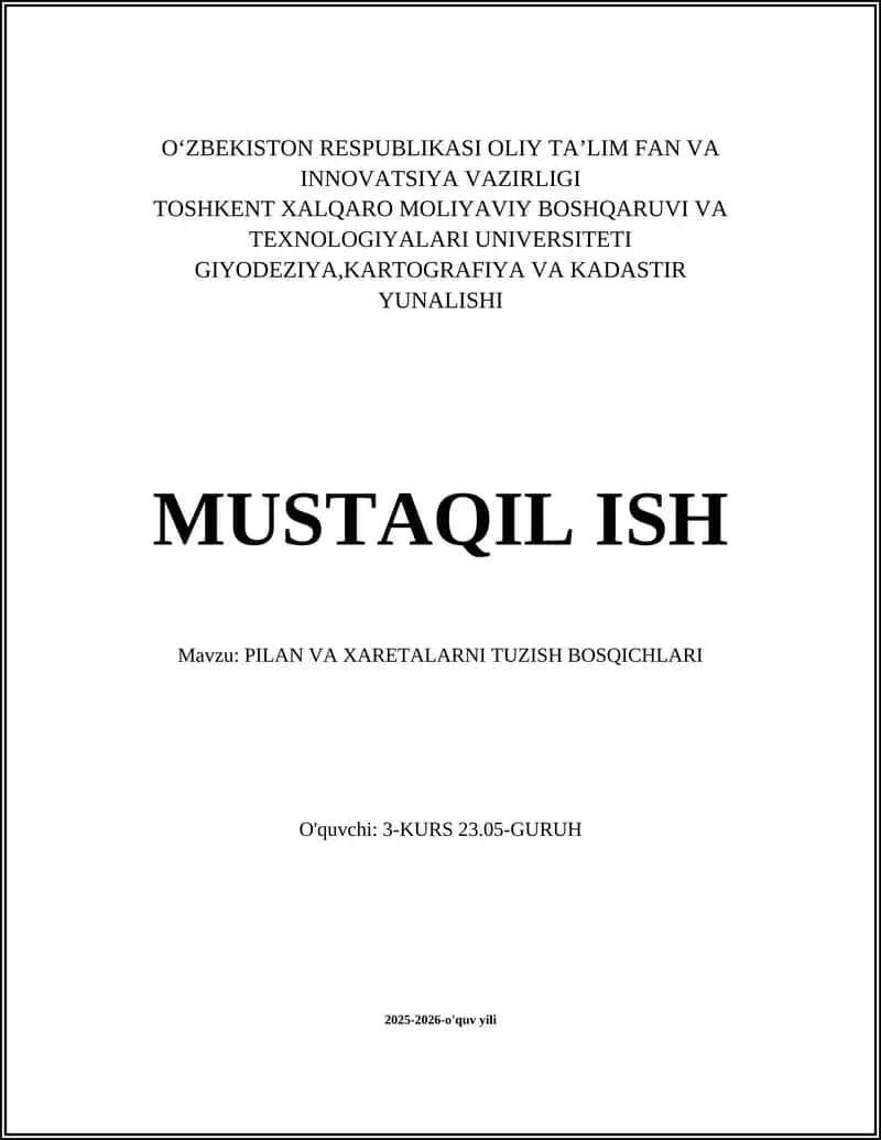 PILAN VA XARETALARNI TUZISH BOSQICHLARI 1