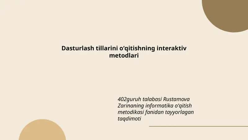 Dasturlash tillarini oʻqitishning interaktiv metodlari 1