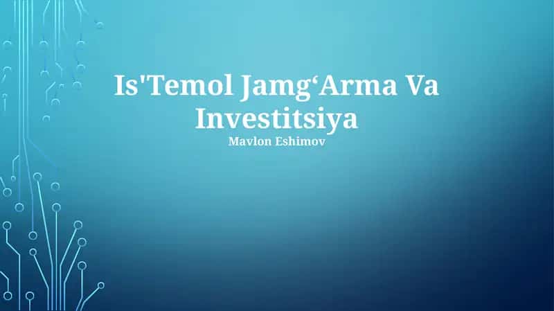 Is'Temol JamgʻArma Va Investitsiya 1