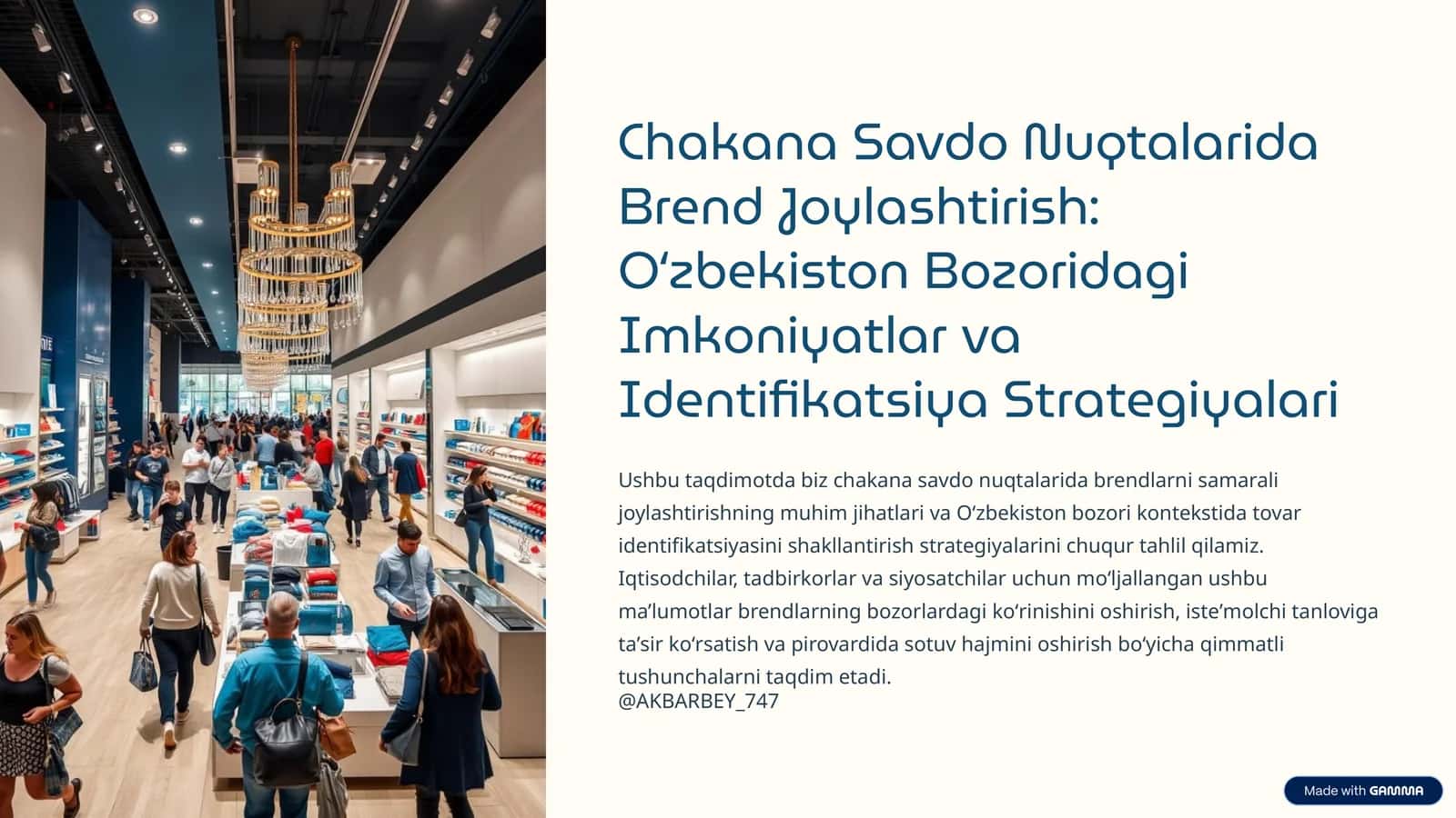 Chakana Savdo Nuqtalarida Brend Joylashtirish: Oʻzbekiston Bozoridagi Imkoniyatlar va Identifikatsiya Strategiyalari 1
