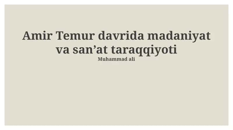Temuriylar madaniyatining merosi 1