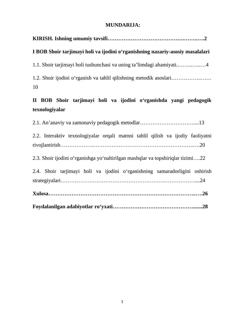 Shoir tarjimayi holi va ijodini organishda yangi pedagogik texnologiyalar 1