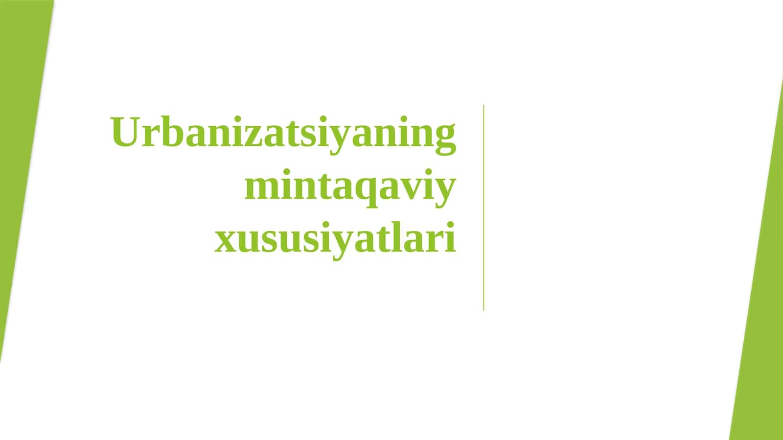 Urbanizatsiyaning mintaqaviy xususiyatlari 1