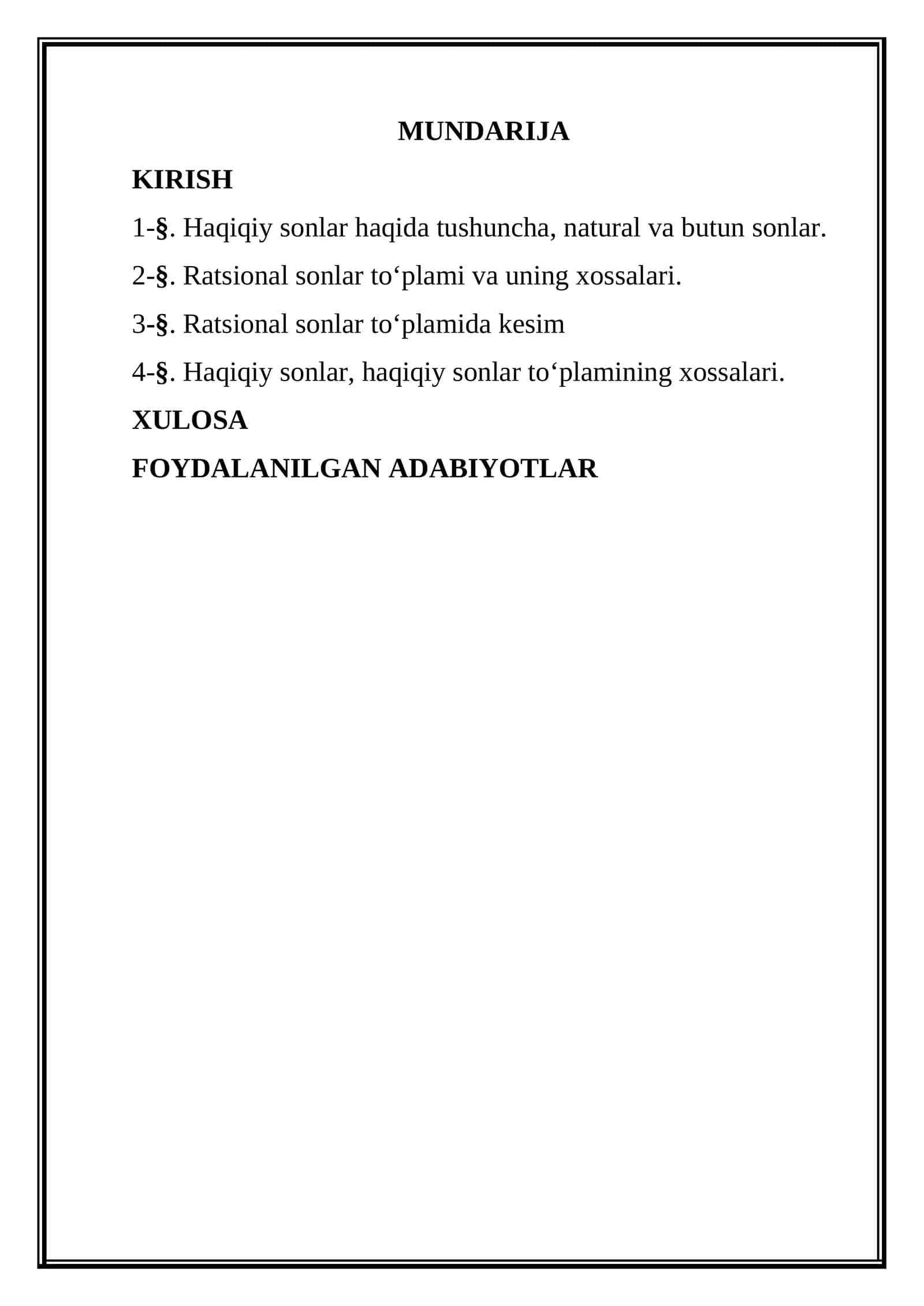 Haqiqiy sonlar toʻplami 1
