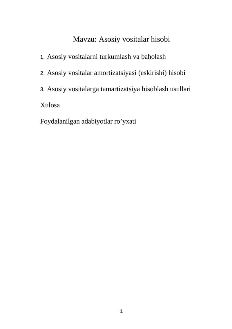 Asosiy vositalar hisobi 1