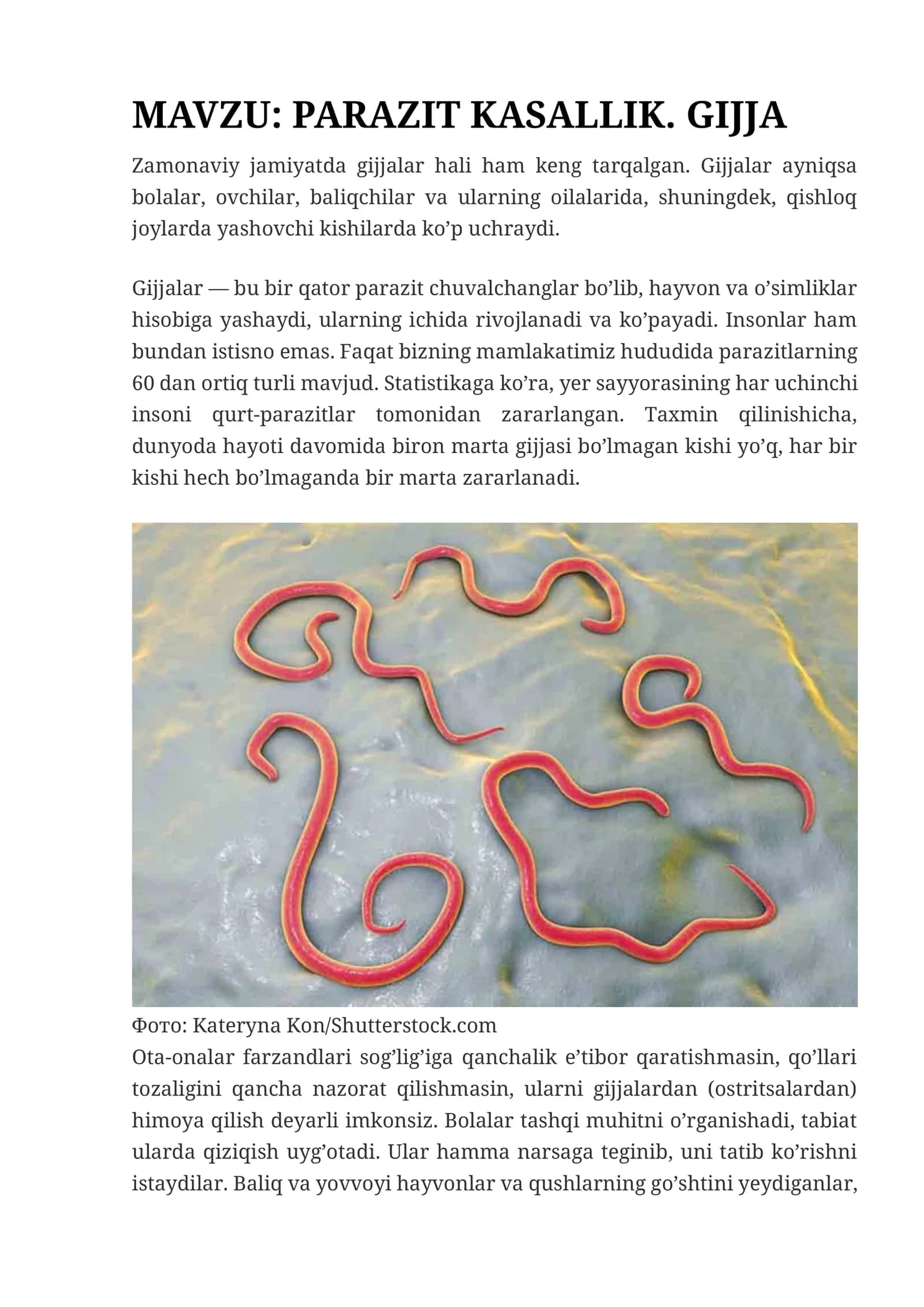 Parazit kasallik. gijja 1