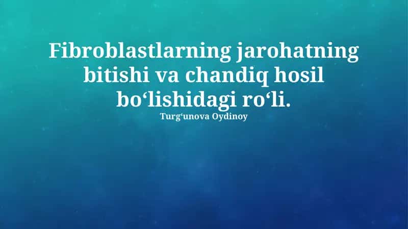 Chandiq Shakillanishida Fibroblastlarning Mexanizmlari 1
