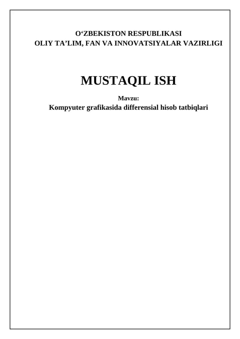 Kompyuter grafikasida differensial hisob tatbiqlari 1