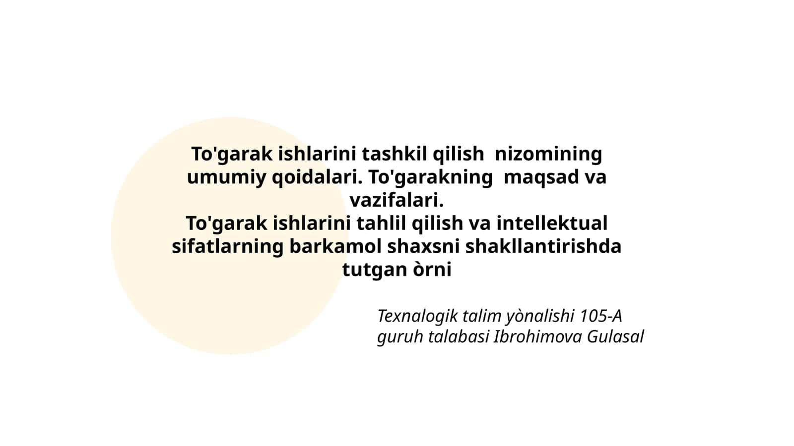 To'garak ishlarini tashkil qilish nizomining umumiy qoidalari. To'garakning maqsad va vazifalari 1