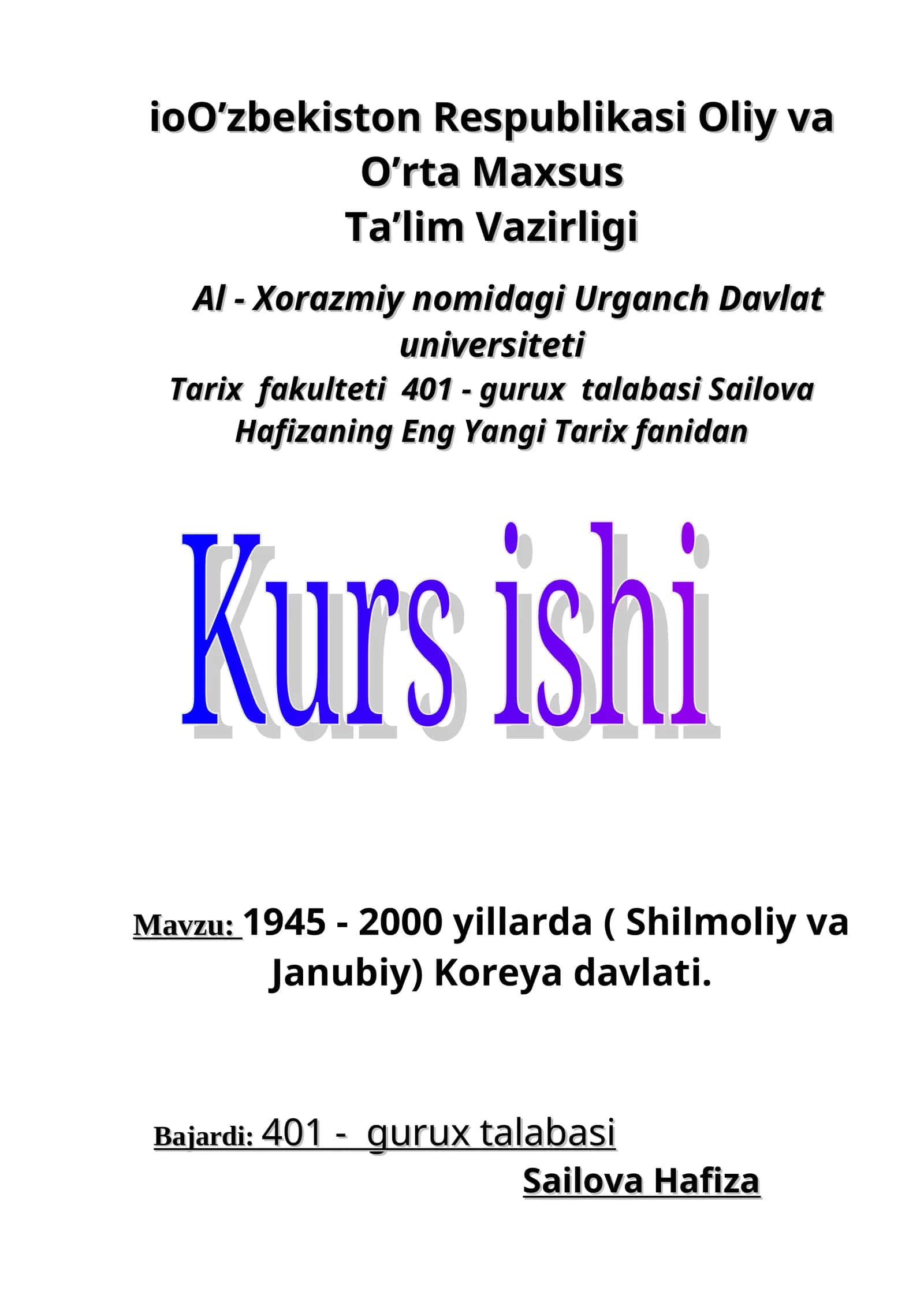 Yangi Tarix fanidan 1