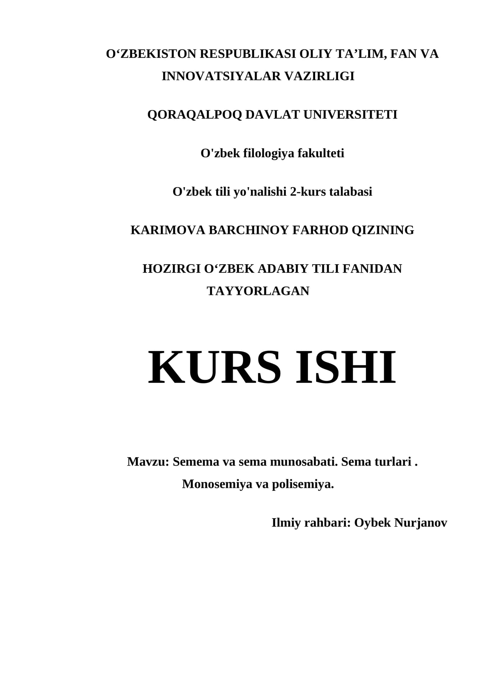 Semema va sema munosabati. Sema turlari. Monosemiya va polisemiya 1