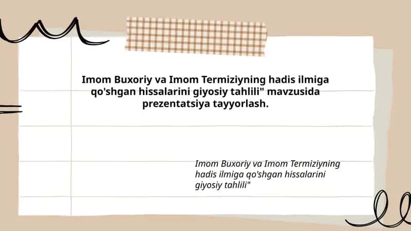 Imom Buxoriy va Imom Termiziyning hadis ilmiga qo'shgan hissalarini giyosiy tahlili" 1