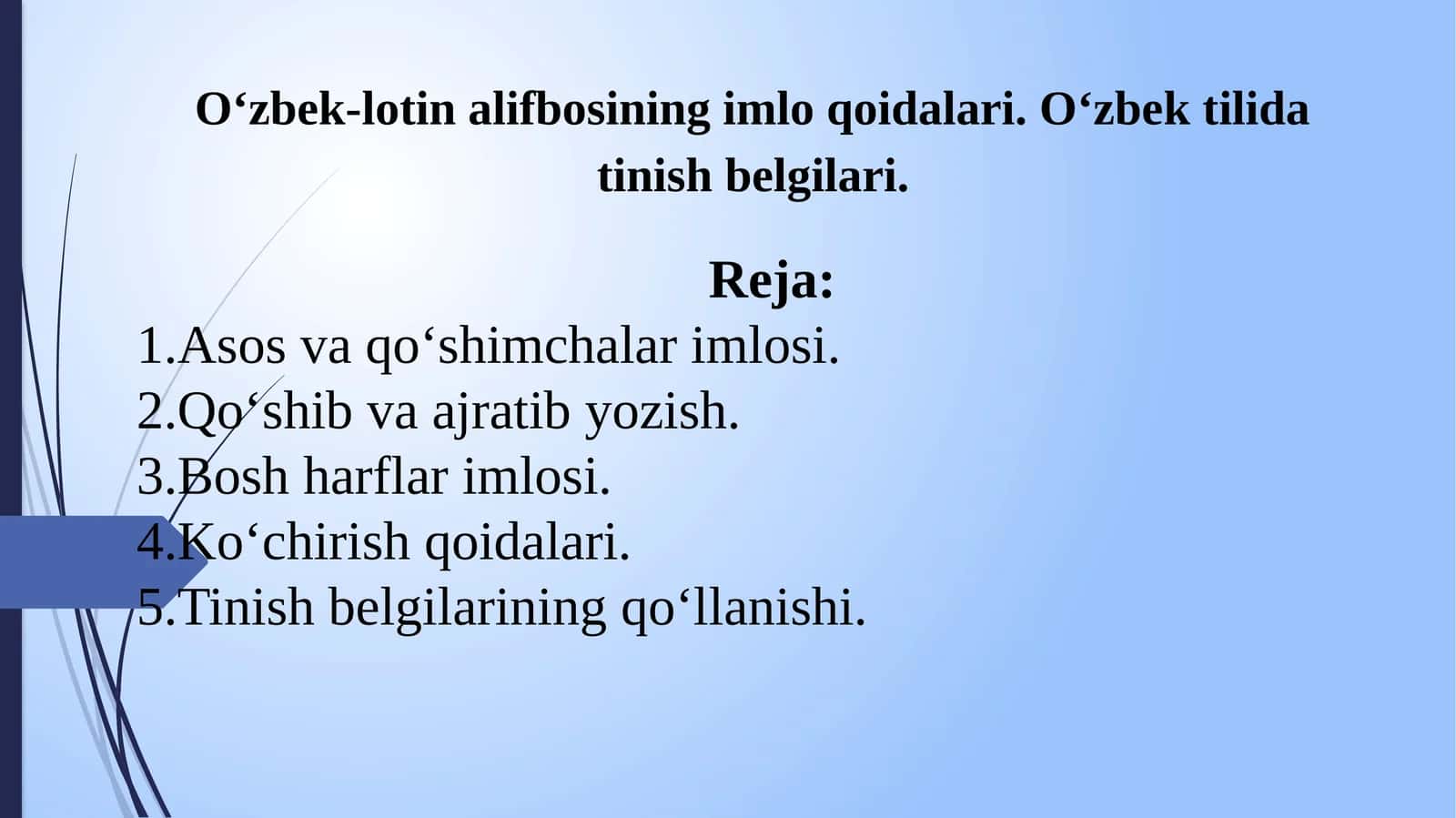 O‘zbek-lotinalif bosining imlo qoidalari 1