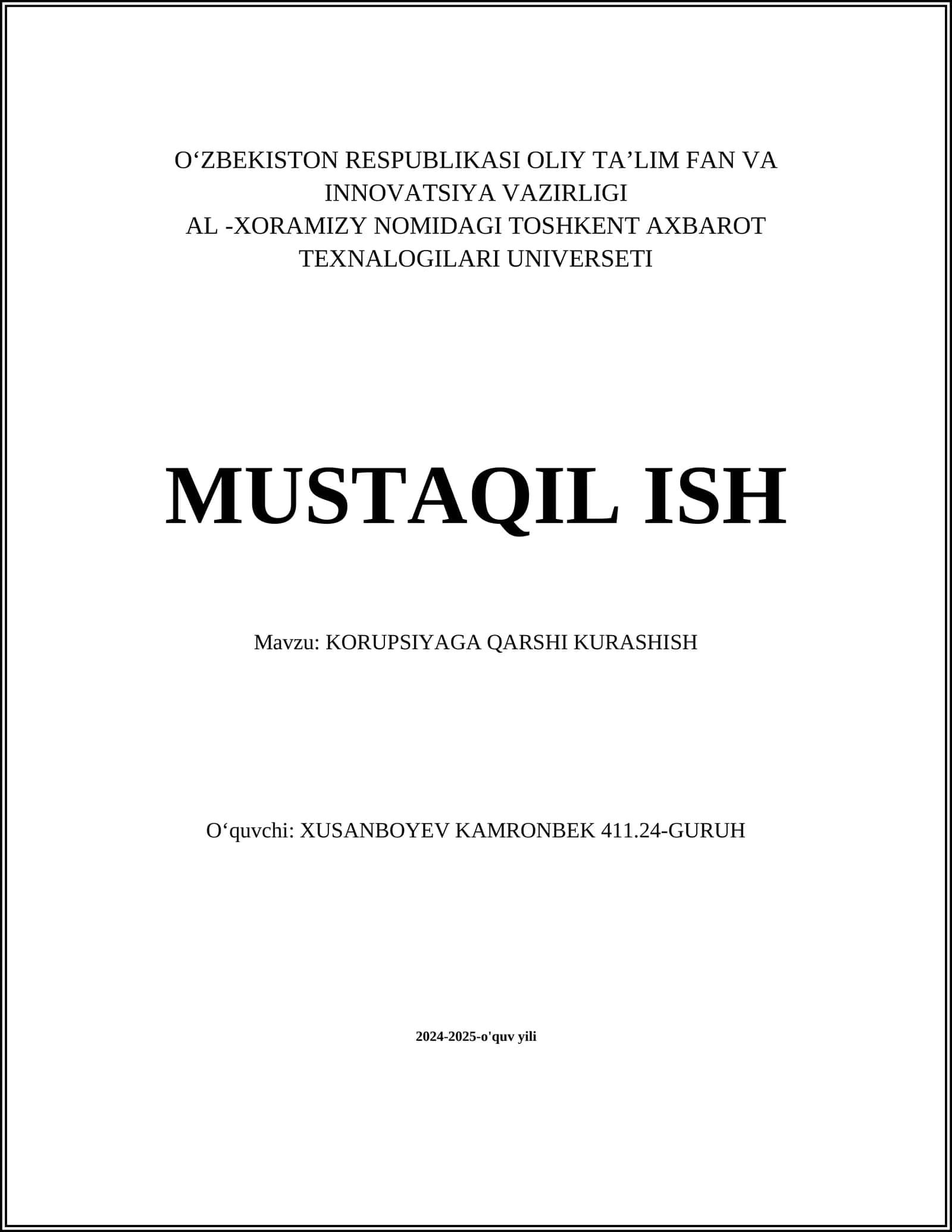 Korupsiyaga qarshi kurashish 1