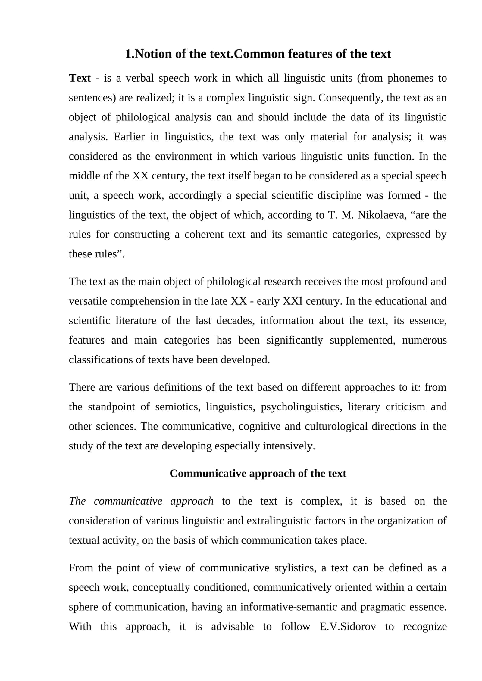 Notion of the Text 1