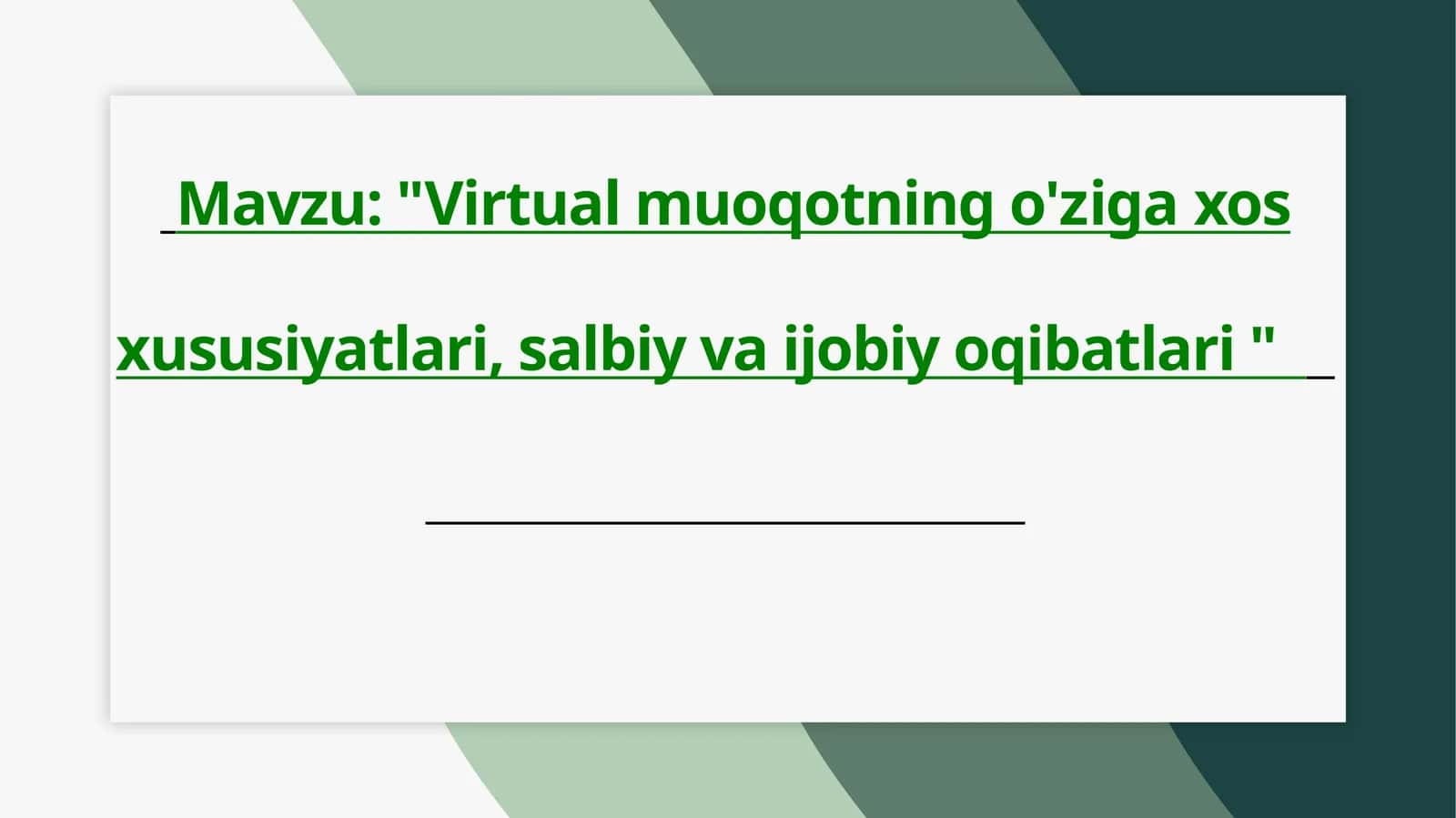 Virtual muoqotning o'ziga xos xususiyatlari, salbiy va ijobiy oqibatlari 1
