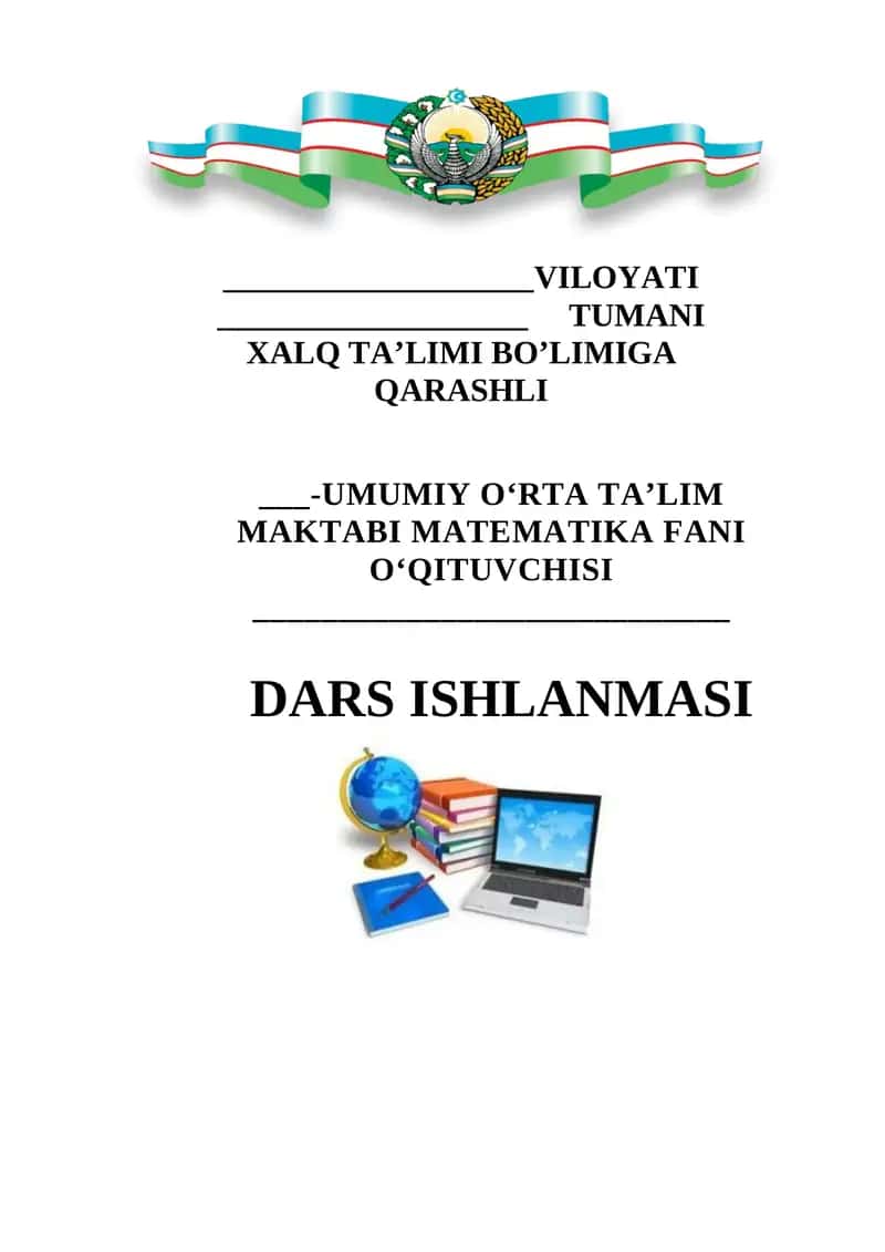 Logarifm darsining dars ishlanmasi 1