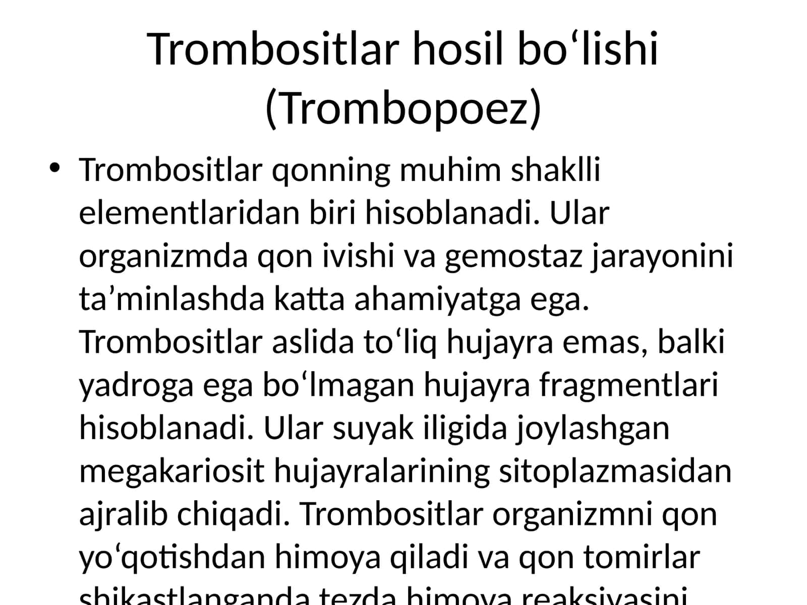 Trombositlar hosil bo‘lishi (Trombopoez) 1