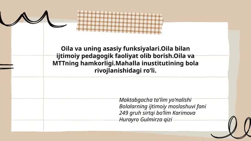 Bolalarning ijtimoiy moslashuvi fani 249 gruh sirtqi boʻlim 1